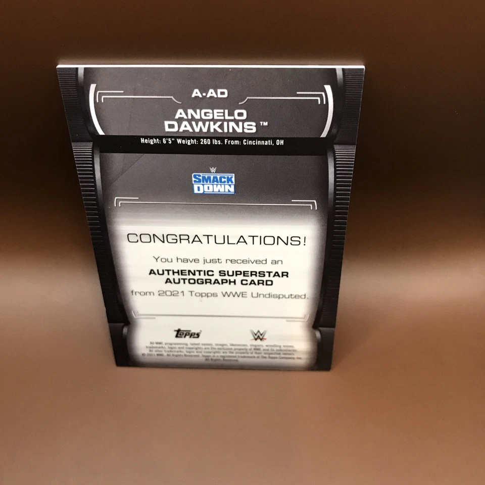 2021 Topps Undisputed WWE Angelo Dawkins Green Auto Autograph #13/50 SmackDown - Image 2 of 2