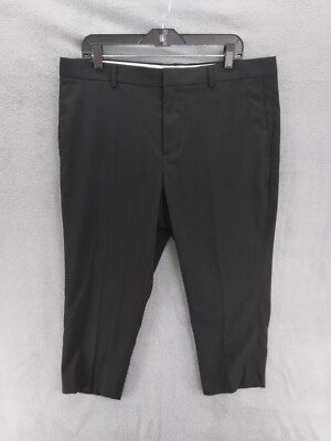 H&M Slim Fit Cropped Capri Pants Women Sz 38R Black Tapered