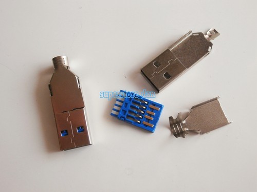 5Pcs USB 3.0 Type A Male 9 Pin 3-Pieces Metal cover Types Plug Connector - Picture 1 of 4