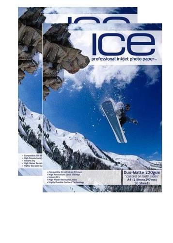 100 Sheet ICE 220 gsm Matt A4 DOUBLE Sided Matte DUO coated pro PHOTO paper