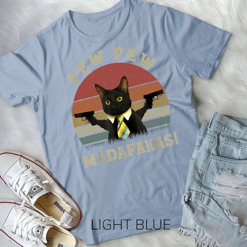 Cat Vintage PewPewPew Madafakas Cat Crazy Pew Vintage Unisex Form T-Shirt - Picture 4 of 11