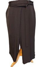 TAHARI Black Belted Wide Leg Cropped Dress Pants Trousers 18W