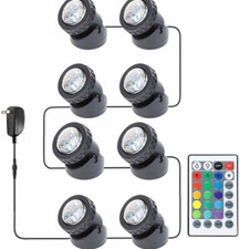 RGB Underwater LED Pond Lights - IP68 Waterproof Submersible Spotlights 8 Pack