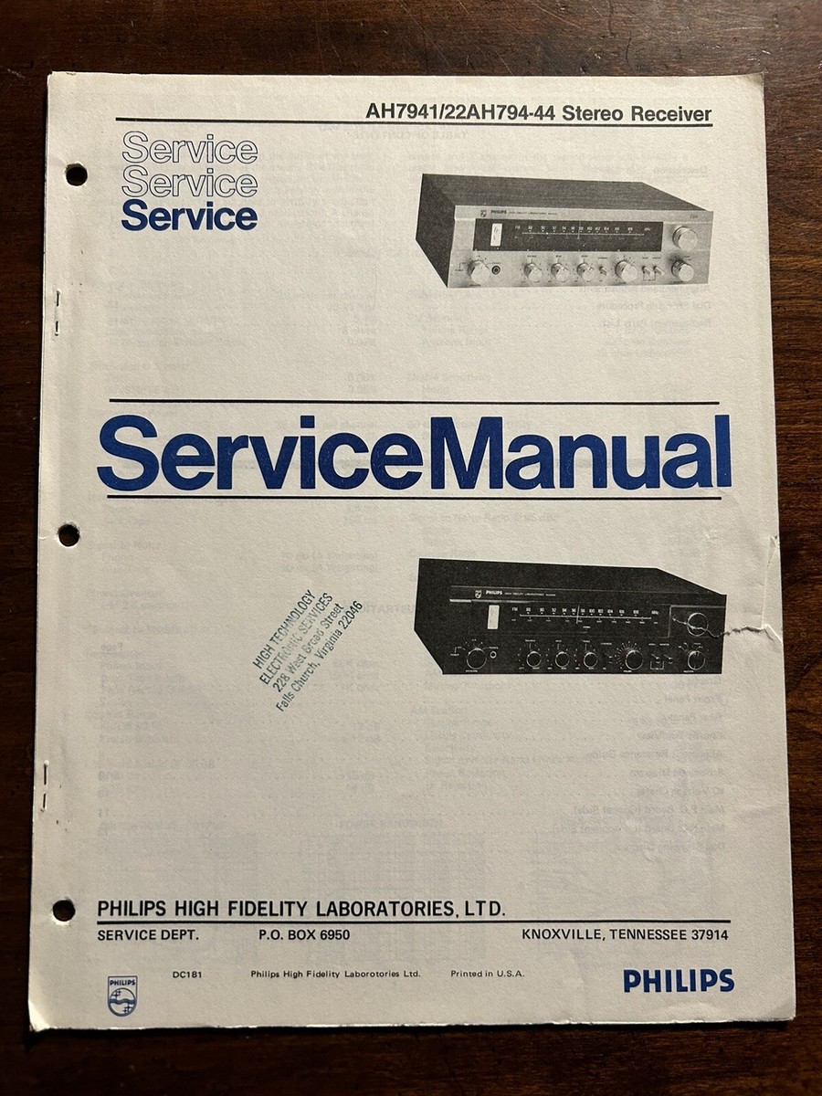 Philips AH7941 22AH794-44 Stereo Receiver Service Manual Original