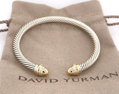 David Yurman 5mm Gold Dome Cable Cuff Bracelet 14k Gold