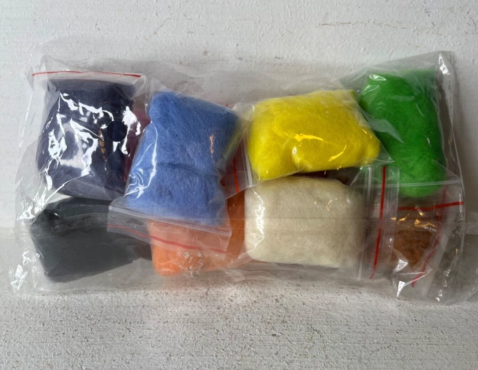 Set of 10 Colored Fibre Art Felting Spinning Hair Fuzz Rainbow NEW - Image 2 of 2