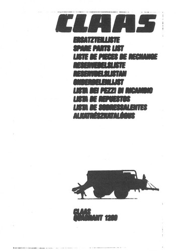Claas Baler Quadrant 1200 Parts Manual - 第 1/3 張圖片