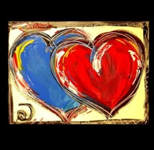 HEART BLAST IMPRESSIONIST LARGE ORIGINAL OIL  PAINTING -ABSTRACT ART UPIURhytGUI