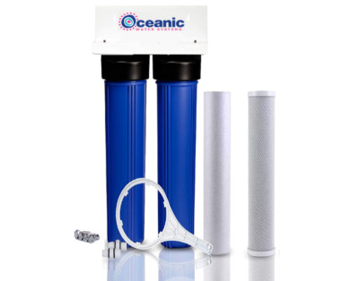 Dual Big Blue Whole House Water Filter System 4.5'' x 20'' Carbon+ Sediment Filter