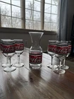 Vintage Coca-Cola Pitcher Carafe with 6 Glasses Complete Set