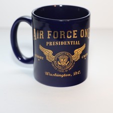 Air Force One Presidential Flight Crew Coffee Mug Blue Ceramic Gold POTUS