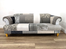SOFA 3 Seater DFS Aspen Patchwork Chesterfield Style Grey Pattern FREE DELIVERY
