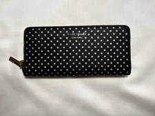 NWT KATE SPADE NY Spencer Metallic Dot Slim Continental Wallet (Black Multi)