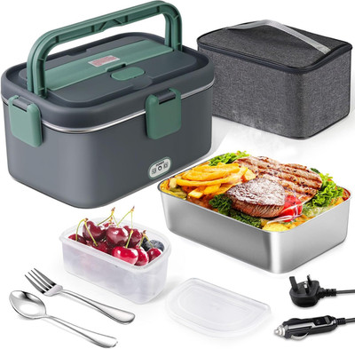 Elektrische Brotdose 1,8L 80W, 12V/24V/220V Aufgerüstet Große Beheizte Lunchbox Heizung