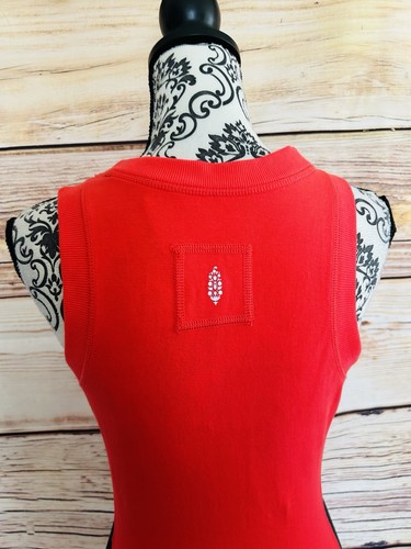 Free People FP Movement Red Electric Sunset Powerwalk Cotton Logo Tank Top S NEW - Picture 10 of 19