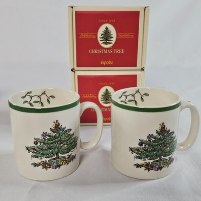 Vtg Spode Christmas Tree Mugs 9oz Set Of 2 S3324-A6 Original Boxes England READ 