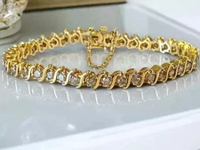 14K Yellow Gold Plated 5Ct Round Cut Lab Created Diamond Women's Tennis Bracelet