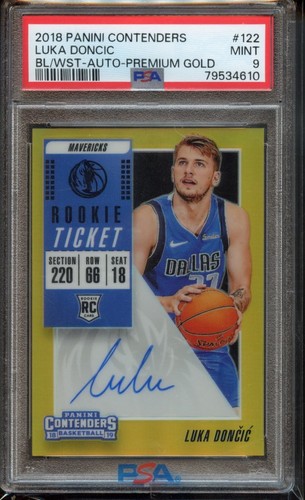 2018 Contenders Luka Doncic - Rookie Ticket Auto - Premium Gold RC /10 - PSA 9
