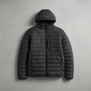 Hommes Veste à capuche noire Zipper Down Vestes Retro Outerwear Y2k Conception