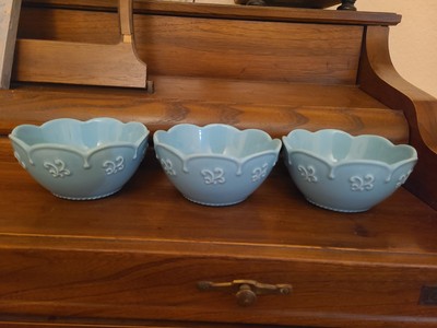 Princess House Marbella Set Of 3 Cereal/ Soup Bowls, 5'' Aqua