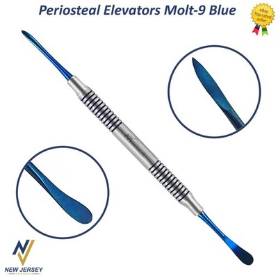 Molt Periosteal Elevator # 9 W/Blue Tips Dental Hollow Handle German Gr
