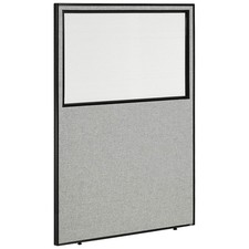 48-1/4"W x 72"H Office Partition Panel with Partial Window Gray