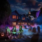 9 Ft Animated Flying Witch on Broom Witches Cauldron on Tripod LED Light — photo 2