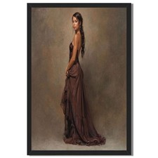 Elegant Woman Portrait Framed Canvas Print Vintage Wall Art Home Decor