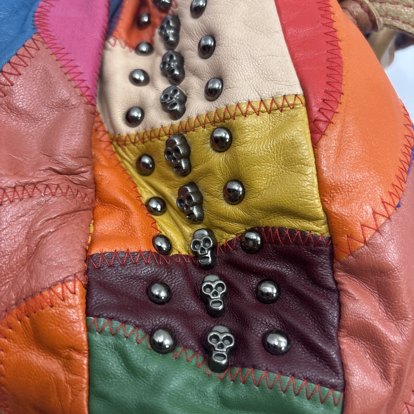 Ameri Leather Skulls And Rivets Patchwork Leather… - image 4