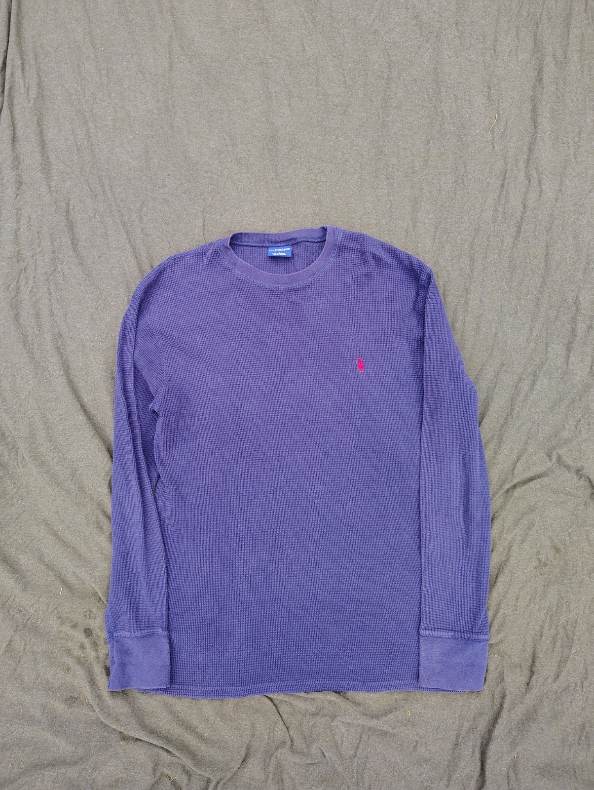 Polo Ralph Lauren Uomo Camicia Termica Uomo L Blu Waffle Maglia Pigiama Rosso Pony