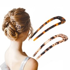  Upgraded French Hair Forks Tortoise Shell U Shape Updo Hair Pins Clips for ...