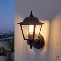 Wandleuchte Wandlampe AußEn E27 IP44 Schwarz H: 16Cm Haus Hof Aluminium Rustikal