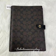 Coach Snap Notebook In Signature Canvas CZ198 Walnut Black NWT