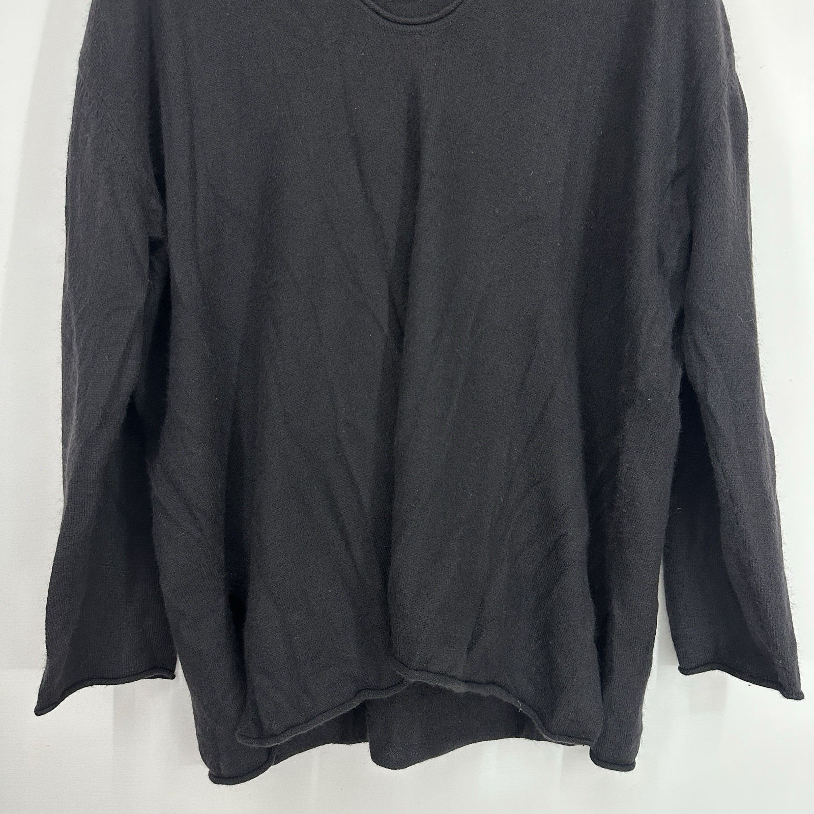 J Jill Cashmere Tunic XL Hoodie Long Sleeve Shirt Soft Quiet Luxury Basic Black