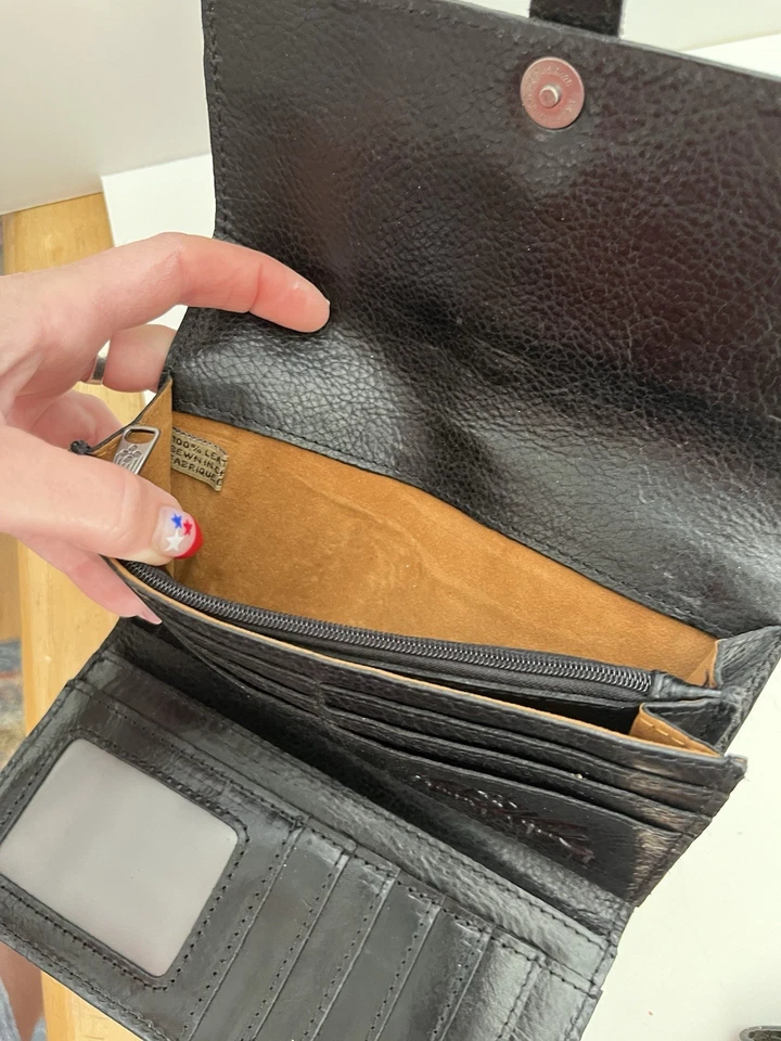 Patricia Nash 7” Cametti Trifold Wallet Snap Flap BLUE FOREST Watercolor Floral! - Image 4 of 4