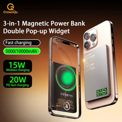 3In1 Magnetic Power Bank Battery for iPhone 12-17 Pro Max Wireless Fast Charing 