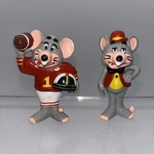 Vintage 1985 Showbiz Pizza Time Chuck E Cheese Figurine - Lot Of 2