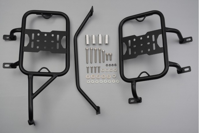 Support boîtier latéral MOTO GUZZI V85TT en acier pour fixer vos valises de voyage