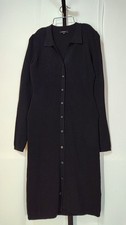 Quince Women 100% European Linen Shirt Dress Basic Sleeveled Black M