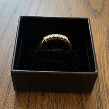 18ct Yellow Gold 7-Stone Diamond Eternity Band Ring Size O 2mm Prong Set