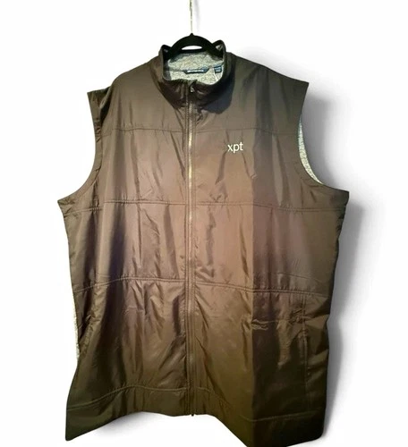 Cutter & Buck Stealth Eco Hybrid Quilted Full Zip Vest Blk/Gray xpt logo 4XLT - product listing photo