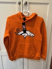 NFL Team Apparel Denver Broncos Hoodie YOUTH Medium 10/12 Orange Sweatshirt