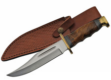 Bowie Knife  11.25" Rite Edge Hunter w/ Wood Handle  Leather Sheath