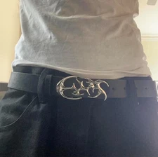 Cool y2k belt with silver gothic belt buckle