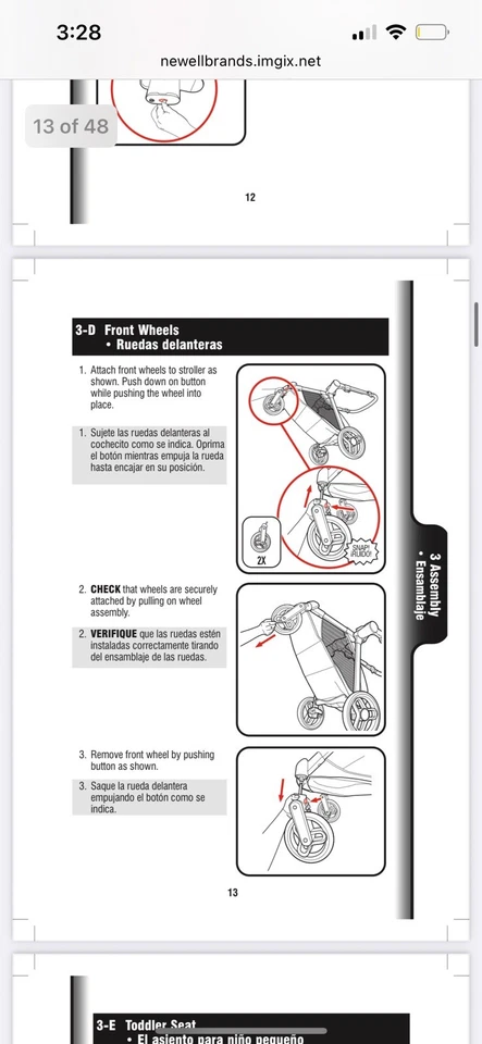 Graco Premier Modes™ Nest 3-in-1 Travel System, FRONT WHEEL Replacement Part* - Image 3 of 4
