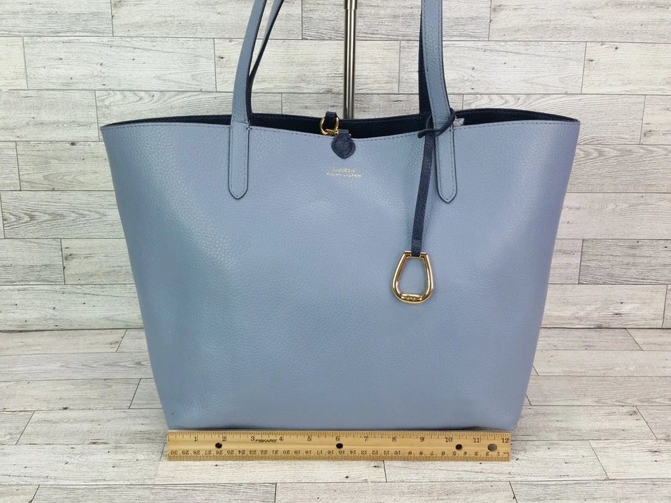 Bolsa tote Lauren Ralph Lauren reversível azul couro sintético bolsa de ombro - Imagem 4 de 4