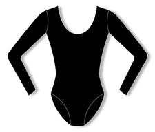 Bloch CL5409 Girl's Size 6x-7 Intermediate Black Cotton Long Sleeve Leotard