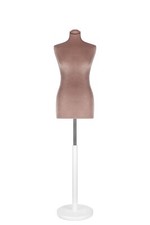 Busto donna sartoriale manichino femminile velluto rosa antico base legno bianca
