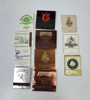 Matchbook Lot 11 Tall Ship Pirate Restaurants Safty Match FL MI MS MA Some Used
