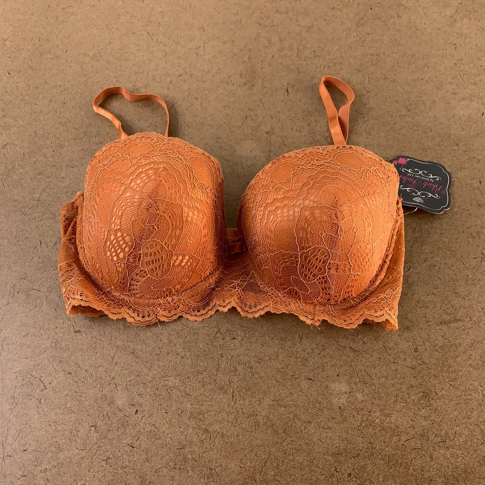 Sujetador negro fucsia secreto de encaje para mujer 34D óxido sin tirantes y pantalón corto mediano para niño nuevo con etiquetas Foto 2 de 4